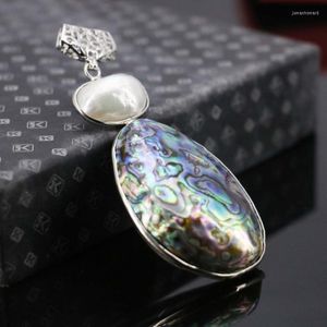 Pendant Necklaces 52mm Abalone Sea Shells Colours Paua White Pearl Shell Stripe Decoration Jewelry Making Design WomenPendant