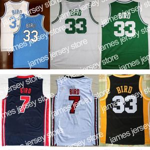 Basquete universitário veste homens Indiana State Sycamores Bird # 33 College Basketball Jerseys Nation Team Dream Larry # 7 Baby Blue Vintage Black Valley High School