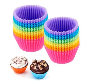 Cupcake inch cm herbruikbare Sile Baking Cups inch Nituitje Muffin Liners voor feest Halloween Kerstmis Rainbow Colors Pack van AMKBP
