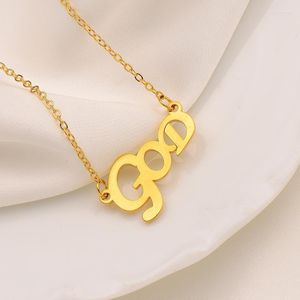 Pendant Necklaces Fashion Letter God Group 18k Yellow Gold Filled Chain Necklace G O D LARGE Korea Nymph Student ClaviclePendant