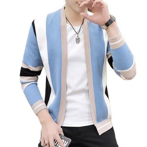 Jackets masculinos da primavera de suéter masculino lazer moda estriada de cardigan jackets jackets jovens mangas compridas suéter de malha 3xl 220826