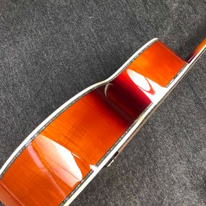 Kundenspezifische 12-saitige J200-Akustikgitarre, 43 Zoll große Jumbo-Klassiker-Folk-Gitarre, geflammte Rückseite mit Lebensbaum-Inlay am Hals