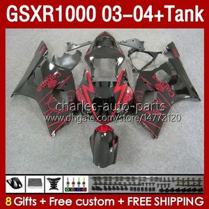 スズキGSXR-1000 K 3 GSXR 1000 CC K3 GSXR1000 2003 2004 BODY 147NO.87 RED BLACK BLK GSX-R1000 1000CC 03 04 GSX R1000 2003-2004 OEMフェアリングタンク