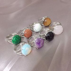 Natursteinringe Tigerauge Türkis Lapis rosa Quarz Amethyst Opal Kristall Fingerring für Frauen Schmuck