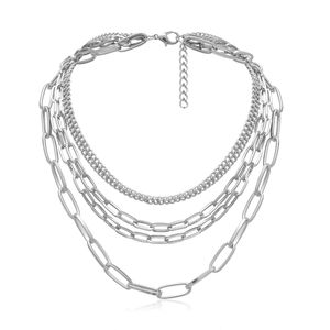 Anhänger-Halsketten, mehrschichtige Kette für Frauen, 45,7 cm, vergoldet, Büroklammer, Silberton, Halsband-Halskette, Seil, Kugelketten, Punk-Schmuck amsMD