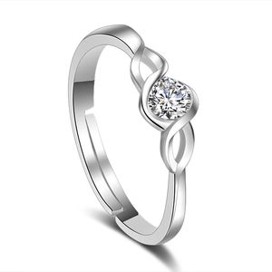 Anello geometrico in cristallo di lusso con zirconi cubici Anelli in argento 925 per gioielli da sposa da donna