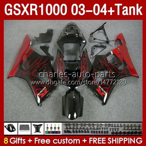 Suzuki GSXR-1000 K 3 GSXR 1000 CC K3 GSXR1000 2003 2004 Vücut 147no.94 GSX R1000 1000cc 03 04 GSX R1000 2003-2004 OEM kaplama tankı kırmızı alevler