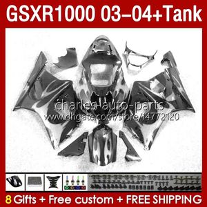 Suzuki Silvery Flames GSXR 1000 CC K3 GSXR-1000 2003-04ボディワーク147NO.207 GSX-R1000 1000CC GSXR1000 03 03 04 GSX R1000 2004 2004インジェクルモールモールドフェアリングのOEMフェアリングキット