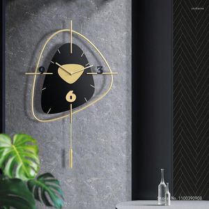 Relógios de parede relógio nórdico design moderno artes de ferro montado mudo de malha pendurada com pêndulo decoração de cozinha na sala de estar