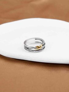 خاتم الخاتم مصمم نساء الرجال العصرية X للأزياء المجوهرات سيدات الحب طبقة مزدوجة مضفر الزوجين هدية حفلة عيد ميلاد هدية