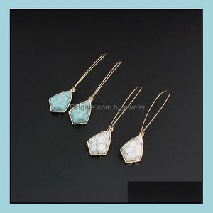 Charm Fashion Hexagon Turquoise Charms Earrings Geometric Green Stone White Marble Earring For Women Jewelry Gift Hight Dhseller2010 Dht6B