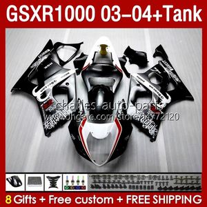 Fairings Kit & Tank For SUZUKI GSXR-1000 K 3 GSXR 1000 CC K3 03-04 Injection mold Body 147No.128 GSX-R1000 1000CC GSXR1000 2003 2004 GSX R1000 03 04 OEM Fairing black silvery