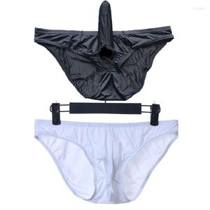 Unterhosen Herren Penis Unterwäsche Elefantennase Big Pouch Slips Eisseide Sexy Offenes U-Schritt-Paket Gesäß Erotische Körperwäsche