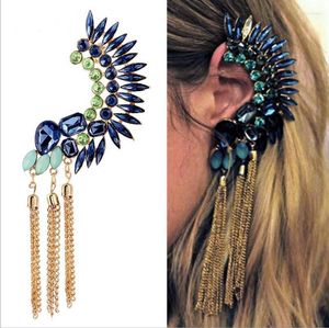 Rücken Ohrringe Boho Lange Quasten Ohr Manschette Ohrring Bijoux Femme Gold Ketten Strass Große Clip Für Frauen Mode Schmuck Geschenk