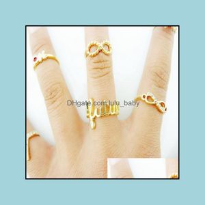 Band Rings PCS/1Set Set Punk Crystal Mid Finger Tip Stacking Wedding Set Drop Delivery 2021 Smycken Lulubaby DH9SB