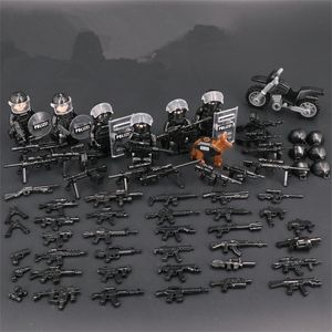 Bloques moc swat city dog ​​ejército soldados de arma piezas de casco edificio accesorios de modelo de arma militar figuras mini juguetes regalo 220827