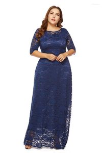 Casual Dresses White/Black/Blue/Pink 4xl 5xl 6xl Elegant Sexy 3/4 Sleeve Empire Waist Lace Maxi Evening Long Luxury 2023 Party Gown