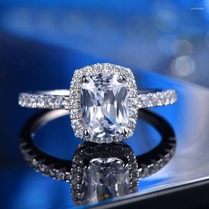 Eheringe YINHED Luxus 2ct Princess Cut SONA Simulierte Diamant Engagement Für Frauen 925 Sterling Silber Ring Schmuck ZR286