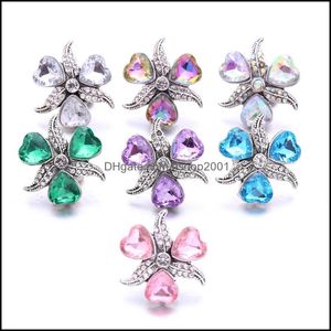 Charms Wholesale Crystal Heart Sier Color Snap Button Women Jewelry Findings Rhinestone 18Mm Metal Snaps Buttons Diy Bracelet Cloth D Dhskh