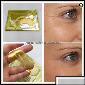 Schlafmasken Sehpflege Gesundheit Schönheit 2 Stück ist 1 Packung Hochwertige Goldkristall-Kollagen-Augenmaske Verkauf Eyees Under Eeye Dark Circle Dro Dhuev