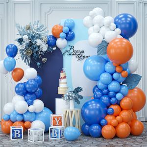 Party Decor Orange Blue White Balloons Garland Arch Kit Latex for Birthday Wedding Engagement Graduation Supplies MJ0777