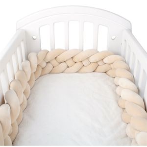 Baby Crib Bed Bumper 4 Strands Braid Knot Pillow Cushion Set, Soft Cotton Infant Bebe Bedding Decor