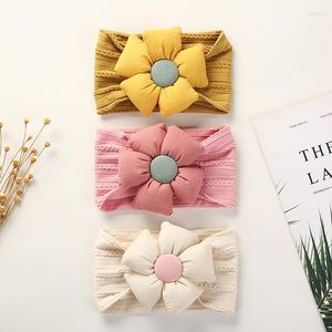 Haarschmuck Geborenes Baby Stirnband für Mädchen Elastischer Strick Kinder Turban 3D Blumen Weiches Nylon Kinder Kopfbedeckung 9 Farben