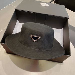 Designer Wool Top Hat Fashion Big Brim Hats For Men Women Vintage Cowboy Caps Bucket Hat Brand Cap