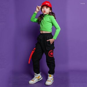 Stage Wear Kids Hip Hop Clothing Outfits High Neck Crop Tops Sweatshirt Jogger Pants Girls Carnival Jazz Dance Costume Clothes Street