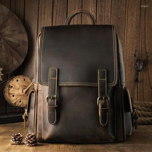 Рюкзак Johnature Vintage First Layer корова кожа Men 2022 Leisure Outdoor Travel Bag Fashion мужчина большой ноутбук