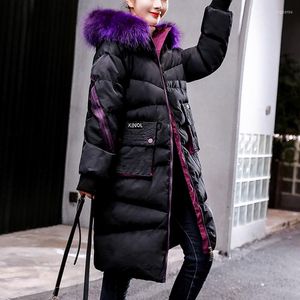 Женские траншеи Coats Зимний меховой воротник Parka Hotton Hate Snow Outwear Fashion Casual Ladies 2022 Женщины вниз в Жак