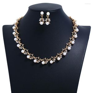 Jewelry Sets Imitation Pearl Wedding Necklace Earring Bridal For Women Elegant Party Gift Fashion Costume