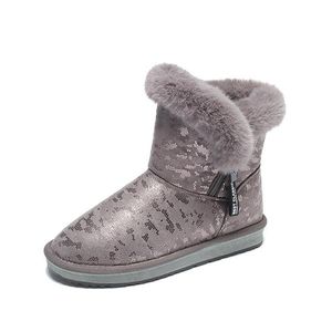 Dicke Outdoor warme Baumwollschuhe Schneeschuhe weibliche kurze Röhre süße faule Pedal Winter Baumwolle in Martin Net rot schwarz mit der Absatzgröße 36-40