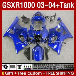 Carene OEM per SUZUKI GSXR-1000 K 3 GSXR 1000 CC K3 03 04 Carrozzerie 147No.158 GSX-R1000 1000CC GSXR1000 03-04 GSX R1000 2003 2004 Stampo ad iniezione Carenatura Serbatoio metallo blu