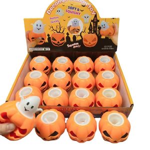 Factory wholesale LED toys Halloween new luminous pumpkin head pinching vent ball decompression toys children's holiday gifts