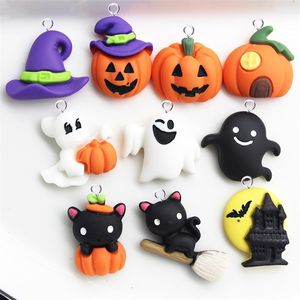 Charms 10pcs Duch Pumpkin Halloween Zestawy żywica do kolczyków Bransoletka Bransoletka wisiorka do włosów