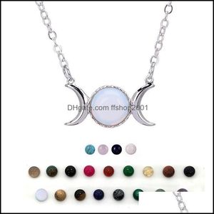 Pendant Necklaces Stainless Steel Chains Fashion Natural Crystal Stone Moon Charms Jewelry For Women Girls Drop Delivery 2021 Pendants Dh6Tv