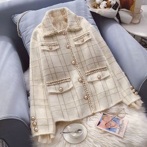 Kurtki damskie Tweed Kurtka Vintage Fashion Suit Owewear Soft Jacket Kobieta Kanał Swater Kanał Blazer Manteau Femme Feminino Winter 220827