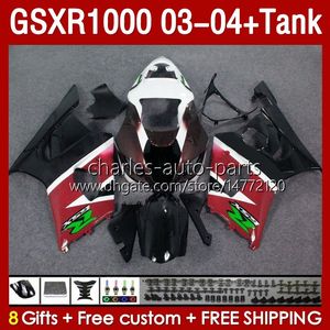 OEM-mässor för Suzuki GSXR-1000 K 3 GSXR 1000 CC K3 03 04 BODS 147NO.156 GSX-R1000 1000CC GSXR1000 03-04 GSX R1000 2003 2004 Injektion Mögelmässa Tank Red Stock