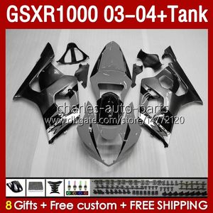 Fairings grey silvery Kit & Tank For SUZUKI GSXR-1000 K 3 GSXR 1000 CC K3 03-04 Injection mold Body 147No.120 GSX-R1000 1000CC GSXR1000 2003 2004 GSX R1000 03 04 OEM Fairing