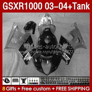 OEM-m￤ssor f￶r Suzuki GSXR-1000 K 3 GSXR 1000 CC K3 03 04 BODS 147NO.174 GSX-R1000 1000CC GSXR1000 03-04 GSX R1000 2003 2004 Injektion M￶gelm￤ssan Tank Gray Black BLK