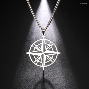 Chains My Shape Compass Arrow Pendant Stainless Steel Necklace For Men Women Travel Necklaces Fashion Male Jewelry Amulet Collares