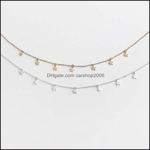 Collane con ciondolo Stella Girocollo Gioielli Disco Moneta Fatta a mano Semplice placcato oro 14K Sier Delicate stelle delicate e girocolli catena di perline Dro Dh5Xf