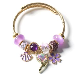 Hänge halsband charm armband lila kristall armband med presentförpackning set för tjej dam tonåring flickor amxrj