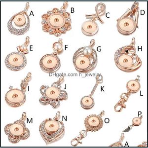 Charms Gold Crystal Snap Button Pendant Accessories Jewelry Diy 18Mm Ginger Necklace For Women Christmas Gift Drop Deliv Dhseller2010 Dhnai