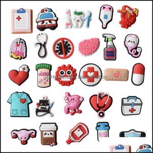 Karikatür Aksesuarları Toptan Tıbbi Koleksiyon Timlı Ayakkabı Hemşire Charms Doktor Hap Kırmızı Pin Parçalar Bileklik Bilezik Deco Babydhshop Otyeu