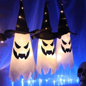 Party Supplies Halloween Decoration LED Flashing Light Gypsophila Ghost Festival Dress Up Glowing Wizard Ghost Hat Lamp Horror Atmosphere Room