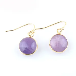 Natural Stone Cabochon Earrings Pink Crystal Lapis Dangle Earring Reiki Eardrop Women Wedding Jewelry BO900