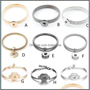 Charm Armband Noosa Ginger Snap -knapparmband Elastisk/justerbar DIY 18mm smycken Guld/svart/Sier Metal Drop Delivery 2021 Dhelle Dhnui