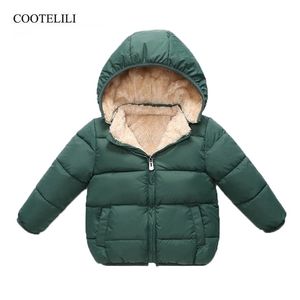 Вниз пальто Cootelili Fleece Winter Parkas Детские куртки для девочек, мальчики теплые толстые бархатные детские детские крово